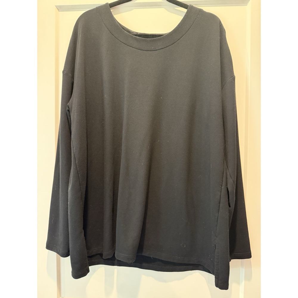 Banana Republic Black Solid Crew Neck Pullover Sweatshirt Embroidered WoMen's XL